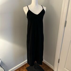 Zara | V-Neck Soaghetti strap Cotton Midi Dress | Black. Size M